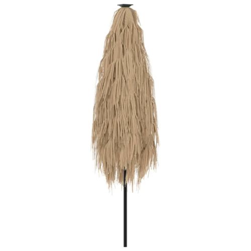 Градински чадър с LED и стоманен прът, кафяв, 300x200x250 см