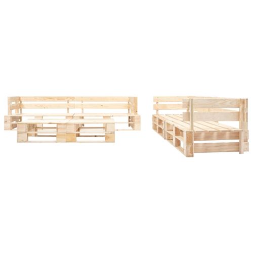 Градински мебели от палети, 6 части, сиви възглавници, дърво