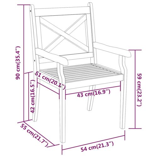 Градински трапезен комплект от 5 части, акация масив