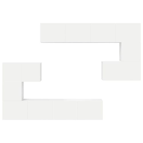 Комплект ТВ шкафове от 8 части, бял, инженерно дърво