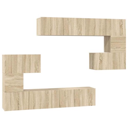 Комплект ТВ шкафове от 8 части, сонома дъб, инженерно дърво