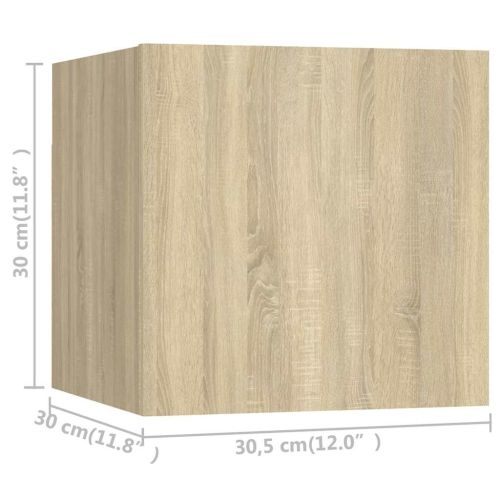ТВ шкафове за стенен монтаж, 8 бр, дъб сонома, 30,5x30x30 см
