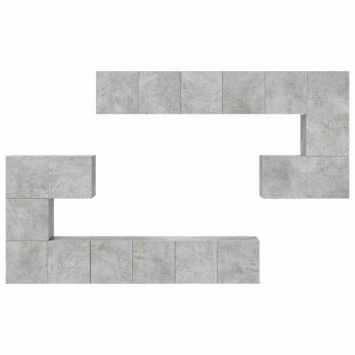 Комплект ТВ шкафове от 10 части, бетонно сиви, инженерно дърво