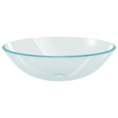 Мивка за баня с кран и сифон, прозрачно закалено стъкло