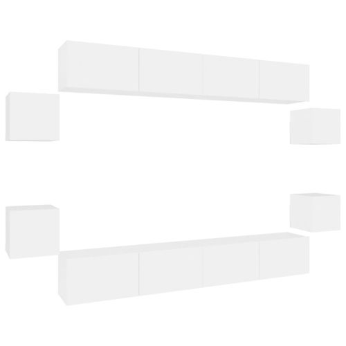 Комплект ТВ шкафове от 8 части инженерно дърво Бял гланц