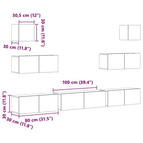 Комплект ТВ шкафове от 7 части, сонома дъб, инженерно дърво7