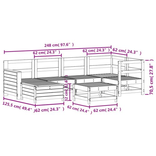 Градински комплект диван от 7 части, дугласка ела масив