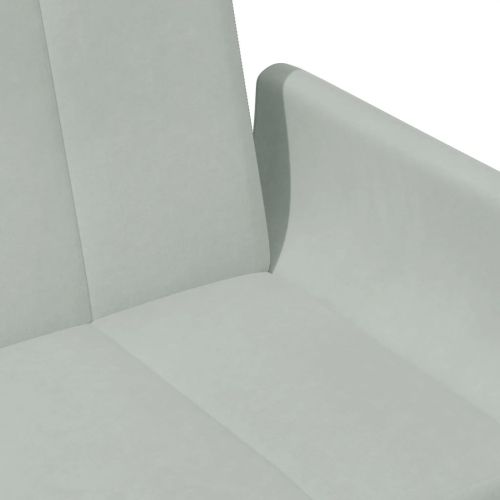 2-местно разтегателно канапе с табуретка, светлосиво, кадифе