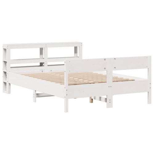 Рамка за легло без матрак, бял, 160x200 см, бор масив