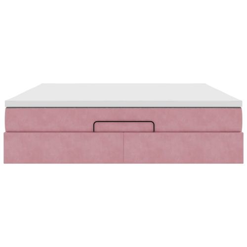 Османско легло с матрак розово 160x200cm кадифе