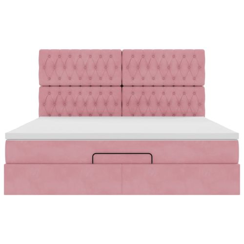 Османска легло с матраци, розово, 160x200 см, кадифе