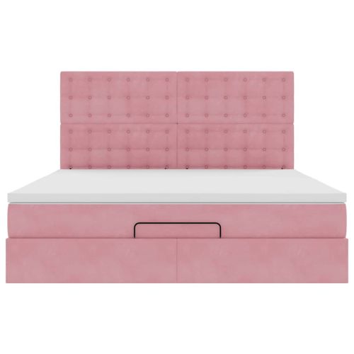 Османска легло с матраци, розово, 160x200 см, кадифе