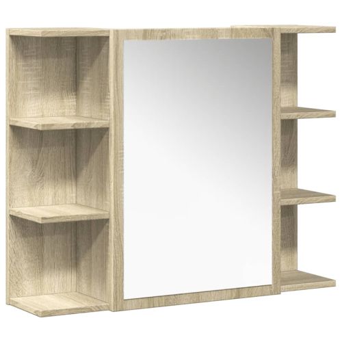 Комплект шкафове за баня от 4 части дъб сонома инженерно дърво