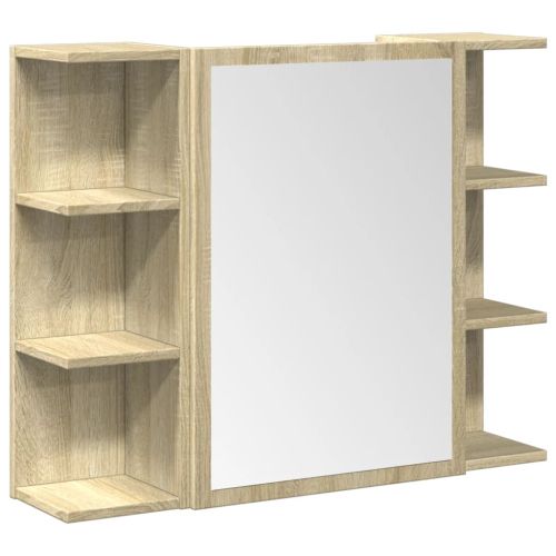 Комплект шкафове за баня от 3 части дъб сонома инженерно дърво