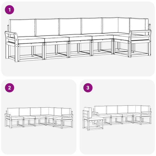 Комплект дивани за открито 6 pcs Натурален и Крема