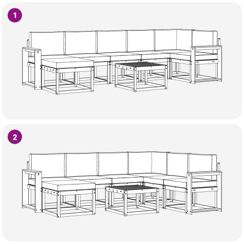 Комплект дивани за открито 8 pcs Натурален и Антрацит