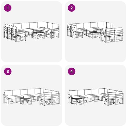 Комплект дивани за открито 10 pcs Натурален и Бежов