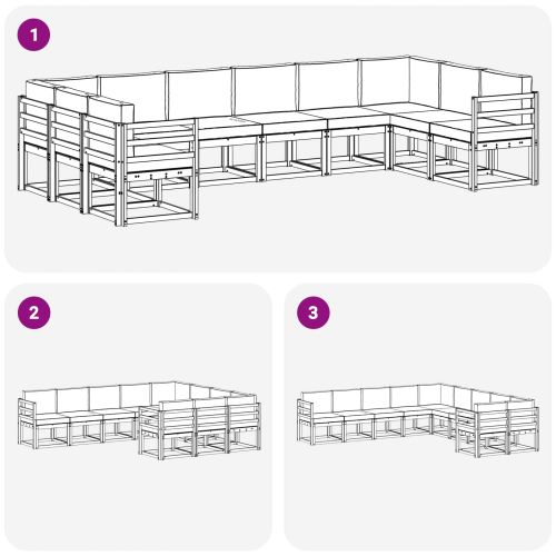 Комплект дивани за открито 10 pcs Натурален и Антрацит