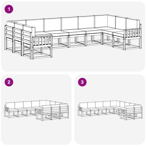 Комплект дивани за открито 10 pcs Натурален и Антрацит