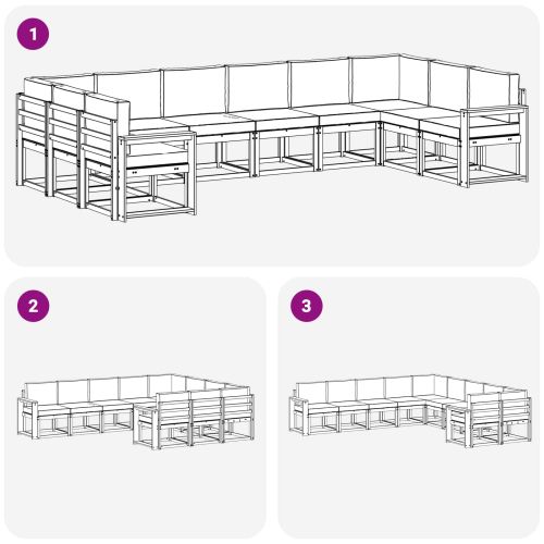 Комплект дивани за открито 10 pcs Натурален и Антрацит