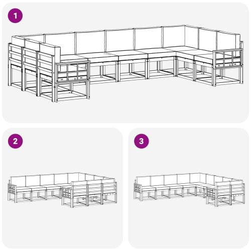 Комплект дивани за открито 10 pcs Натурален и Антрацит