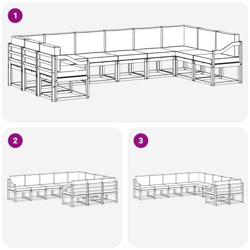 Комплект дивани за открито 10 pcs Натурален и Антрацит