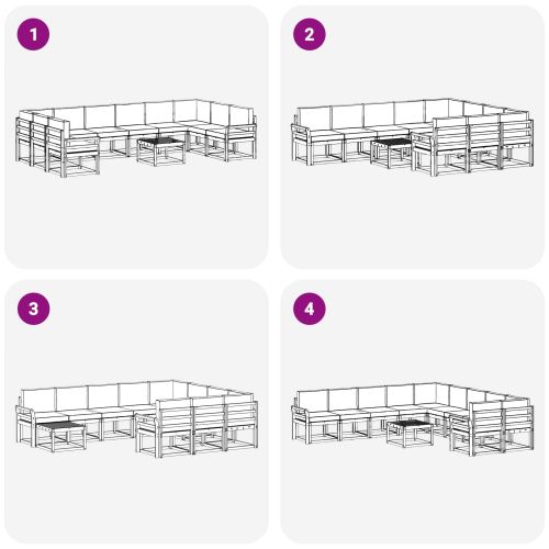 Комплект дивани за открито 11 pcs Натурален и Антрацит