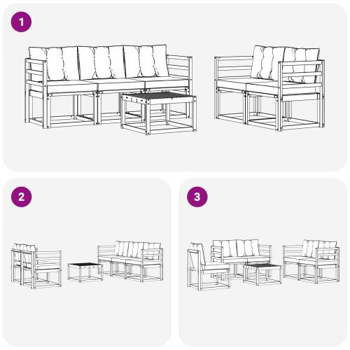Комплект дивани за открито 6 pcs Натурален и Крема
