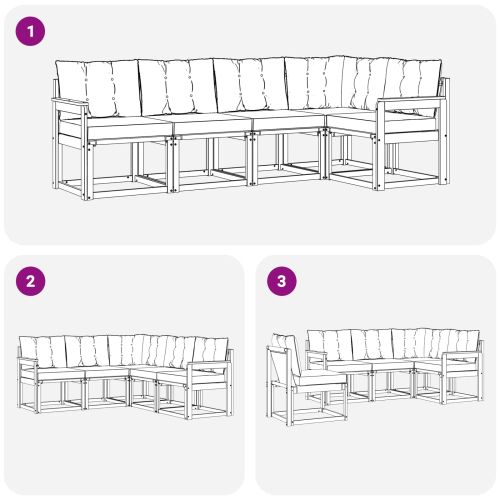 Комплект дивани за открито 5 pcs Естествено и черно