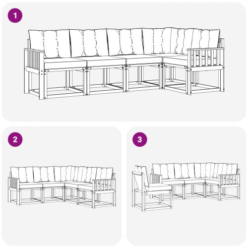 Комплект дивани за открито 5 pcs Естествено и светло сиво