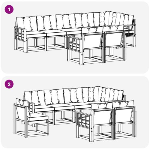 Комплект дивани за открито 8 pcs Натурален и Крема