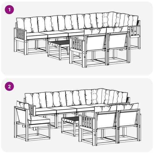 Комплект дивани за открито 9 pcs Натурален и Крема