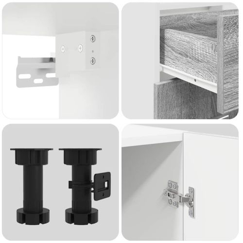 Комплект кухненски шкафове с чекмедже Lyon 4 pcs Сив сонома