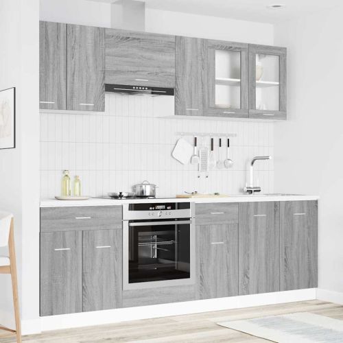 Комплект кухненски шкафове с чекмедже Lyon 8 pcs Сив Сонома