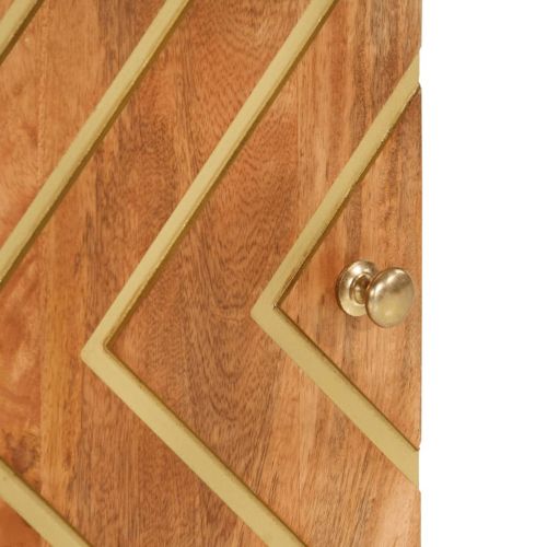 Нощно шкафче, кафяво и черно, 50x33x60 см, мангово дърво масив