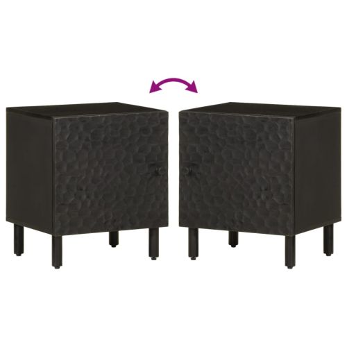 Нощни шкафчета, черни, 2 бр, 40x33x46 см, манго масив