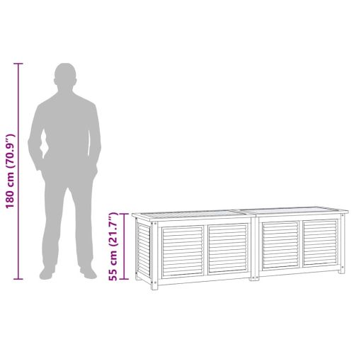 Градинска кутия за съхранение с чанта, 175x50x55 см, тик масив