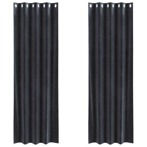 Затъмняващи завеси 2 pcs Тъмен сив 140 x 245 cm Кадифе