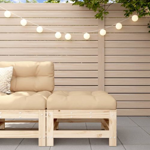 Градинска табуретка с възглавница, борова дървесина масив