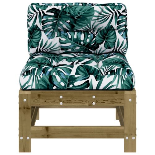 Средни дивани с възглавници 2 бр сиви импрегнирано борово дърво