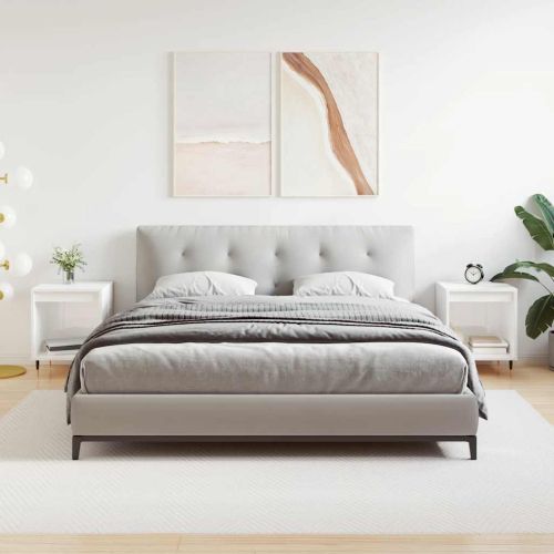 Нощни шкафчета, 2 бр, бял гланц, 40x35x50 см, инженерно дърво