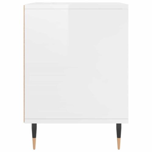 Нощни шкафчета, 2 бр, бял гланц, 40x35x50 см, инженерно дърво