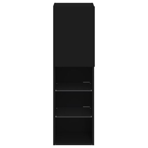 ТВ шкаф с LED осветление, черен, 30,5x30x102 см