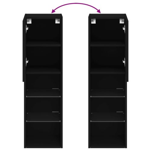 ТВ шкаф с LED осветление, черен, 30,5x30x102 см