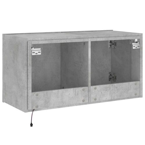 Стенен ТВ шкаф с LED осветление, бетонно сив, 80x35x41 см