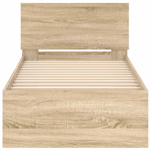 Рамка за легло с табла, дъб сонома, 75x190 см, инженерно дърво
