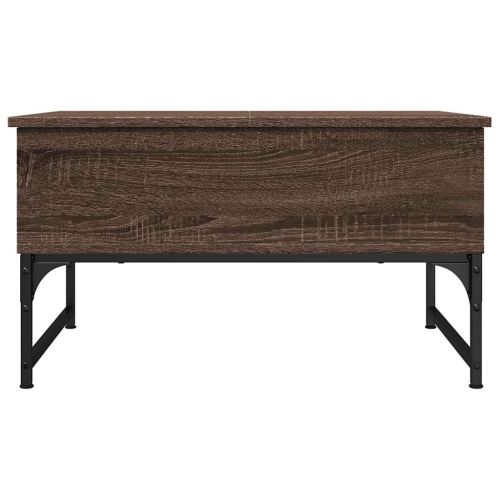 Кафе маса, кафяв дъб, 70x50x40 см, инженерно дърво и метал