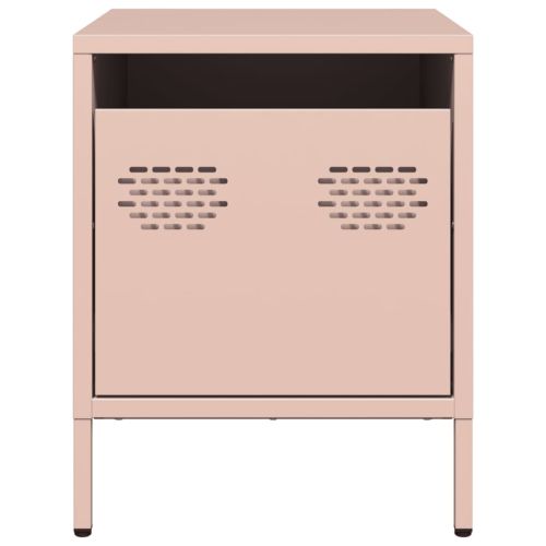 Нощни шкафчета, 2 бр, розови, 35x39x43,5 см, стомана