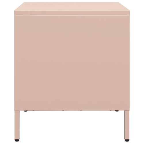 Нощни шкафчета, 2 бр, розови, 35x39x43,5 см, стомана