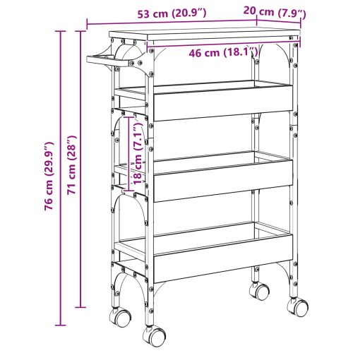 Кухненска количка Черния дъб 53 x 20 x 76 см Инженерно дърво